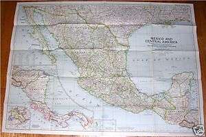 National Geographic MAP MEXICO Cntrl America March 1953  