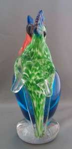 Art Glass Cockatoo Lovebirds w/ heart Figurine 9 1/2  