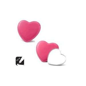  Personalized Heart Shaped Compact Mirror with Pink Sleeve 