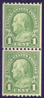 US 604 MNH F/VF 1 Cent Franklin Coil Pair  