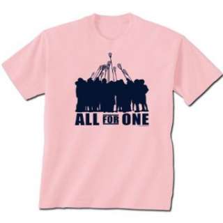   All For One Short Sleeve Lacrosse T Shirt (Design on Front): Clothing