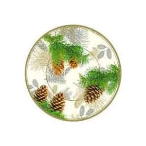  Fir Cone Creme 11 inch Paper Christmas Party Plates 