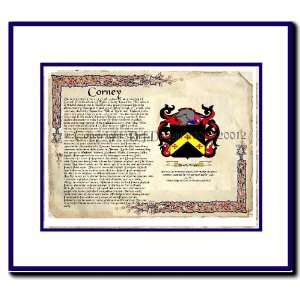 Corney Coat of Arms/ Family History Wood Framed 