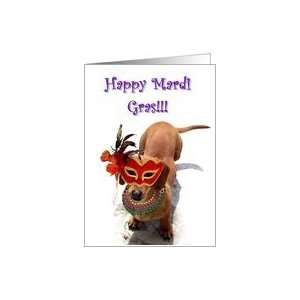  Happy Mardi Gras Dachshund Puppy Card Health & Personal 