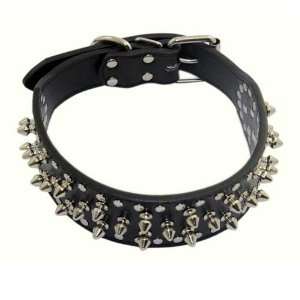   25 Leather Spiked Studded Dog Collar 1.5 Wide Black: Pet Supplies
