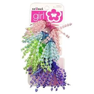  Scunci Ponytail Holders with Beaded Tassles, Assorted 