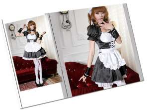 Deluxe Japanese Cosplay Lolita French Maid Costume Dress Set Halloween 