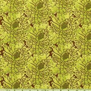  45 Wide Zazu Large Petals Lime Fabric By The Yard: tina 
