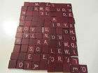 Red Maroon 100 Wooden Scrabble Game Piece Lot Rare Color Craft Tiles 