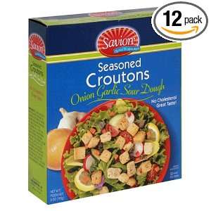 Savion Croutons, Onion Garlic Sour Dough, 6 Ounce Box (Pack of 12 