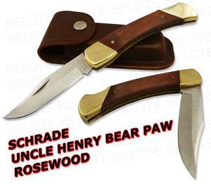 Schrade Uncle Henry ROSEWOOD Bear Paw w/ Sheath LB7 NEW  