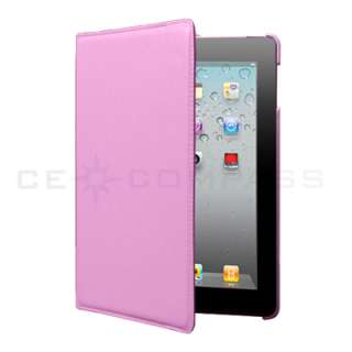 Pink Leather Smart Rotating Stand Case Cover For iPad 2 Magnetic 