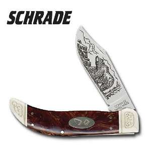  Schrade Folding Knife Scrimshaw Collectable 07 Bass 