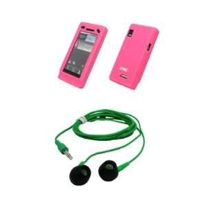  EMPIRE Pink Silicone Skin Cover Case + Green 3.5mm Stereo 