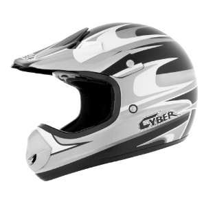 Cyber Helmets UX 10 Graphics Helmet, Black/Silver/White Rush, Size Sm 