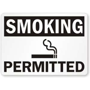  Smoking Permitted with symbol (black text) Laminated Vinyl 