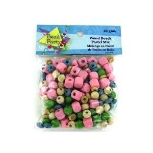  Wood Beads Pastel Mix 40 Grams 