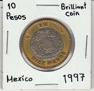 Mexico: $ 10 Pesos Coin ** 1997 ** On Very Good Conditions Brilliant 