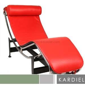 Le Corbusier Style LC4 Chaise Lounge, Red Aniline Leather  