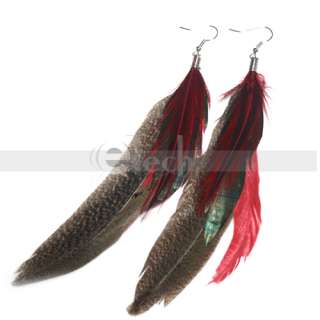 Fashion Perfect handicraft Long Feather Earrings Gray  