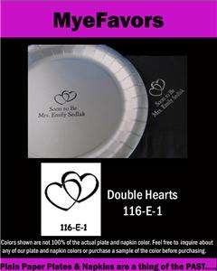 50 Personalized Wedding Cake Plates Napkins Heart Doves  