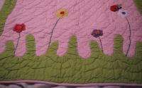 New Cottage Home Baby Quilt Pink Green Flowers  