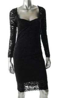 FAMOUS CATALOG Moda Black Cocktail Dress Lace Ruched XS  