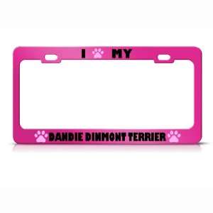 Dandie Dinmont Terrier Paw Love Pet Dog Metal license plate frame Tag 