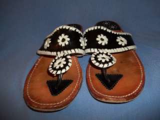STEVEN SALARIO Black & White Navajo Sandals Thongs Shoes 9  