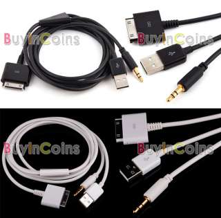 USB 3.5mm AUX Audio/Data/Charger Cable for iPod/iPhone  