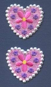 PINK HEARTS IRON ON EMBROIDERED APPLIQUE (EAP 289)~  