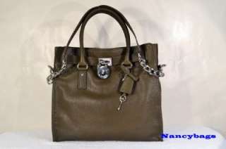 NWT Michael Kors Hamilton Large Leather N/S Tote Shoulder Bag (Loden 