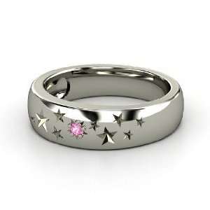 Supernova Band, Sterling Silver Ring with Pink Sapphire