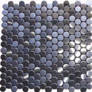  Round Stainless Steel Mosaic Tile 12 X 12 Mesh Backed 
