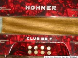 Nice Hohner Club III B F diatonic button accordion  