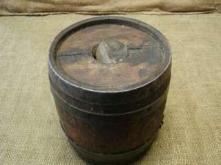 Vintage Wood & Metal Bucket w Handle  Barrel Antique  