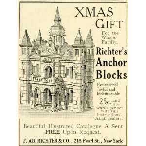 1905 Ad F. Ad. Richters Anchor Building Blocks Toys Children Castle 