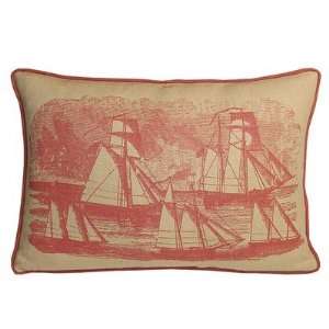  Sailboats Decorative Pillow in Coral Sand: Home & Kitchen
