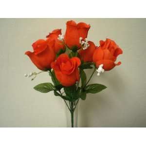   ORANGE Rose Bud M.P Flower Bushes Artificial Bouquets