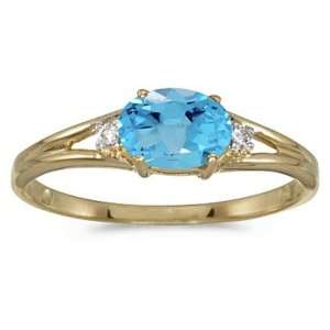   gold December Birthstone Oval Blue Topaz And Diamond Ring: Jewelry