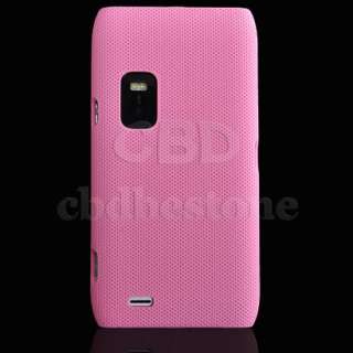 Hard Rubber Mesh Case Cover Coating For Nokia E7 Pink  