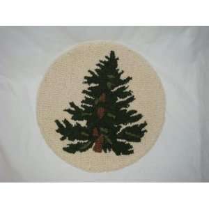  Green Tree 15 Round Wool Hooked Chair Pad.