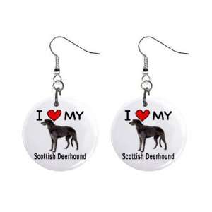  I Love My Scottish Deerhound Button Earrings Everything 