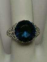 4ct Royal Blue Sapphire Sterling Silver 925 Floral Ivy Filigree Ring 