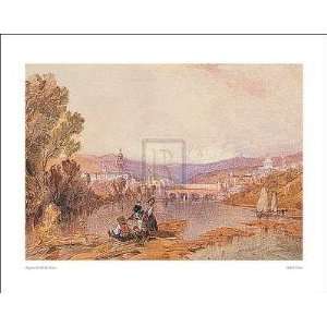  Figures Beside The Arno Near Florence Poster Print