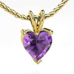   Heart Pendant, Heart Amethyst 14K Yellow Gold Necklace: Jewelry