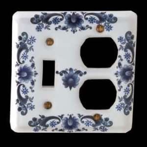  Switchplates, Delft Blue Porcelain Toggle/Outlet 