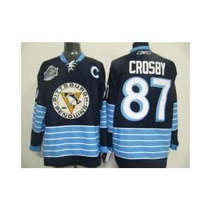  Crosby #87 NHL Pittsburgh Penguins Blue Hockey Jersey Sz56 