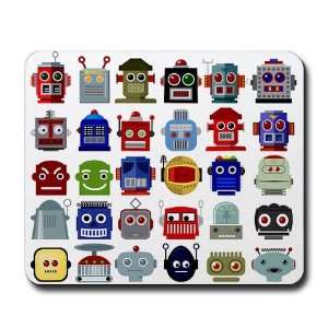  Robot Heads Vintage Mousepad by 