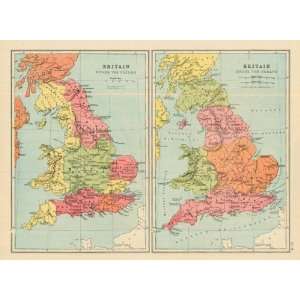 Bartholomew 1877 Antique Map of Britain Under the Romans 